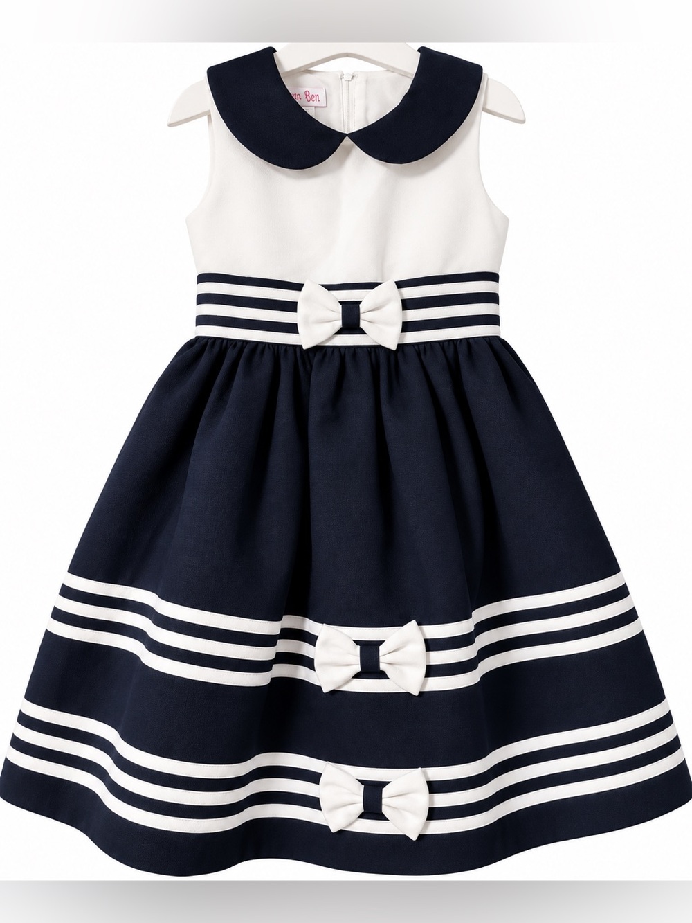 Jessica Ann Girls Navy Blue & White Sailor Dress Size 6X